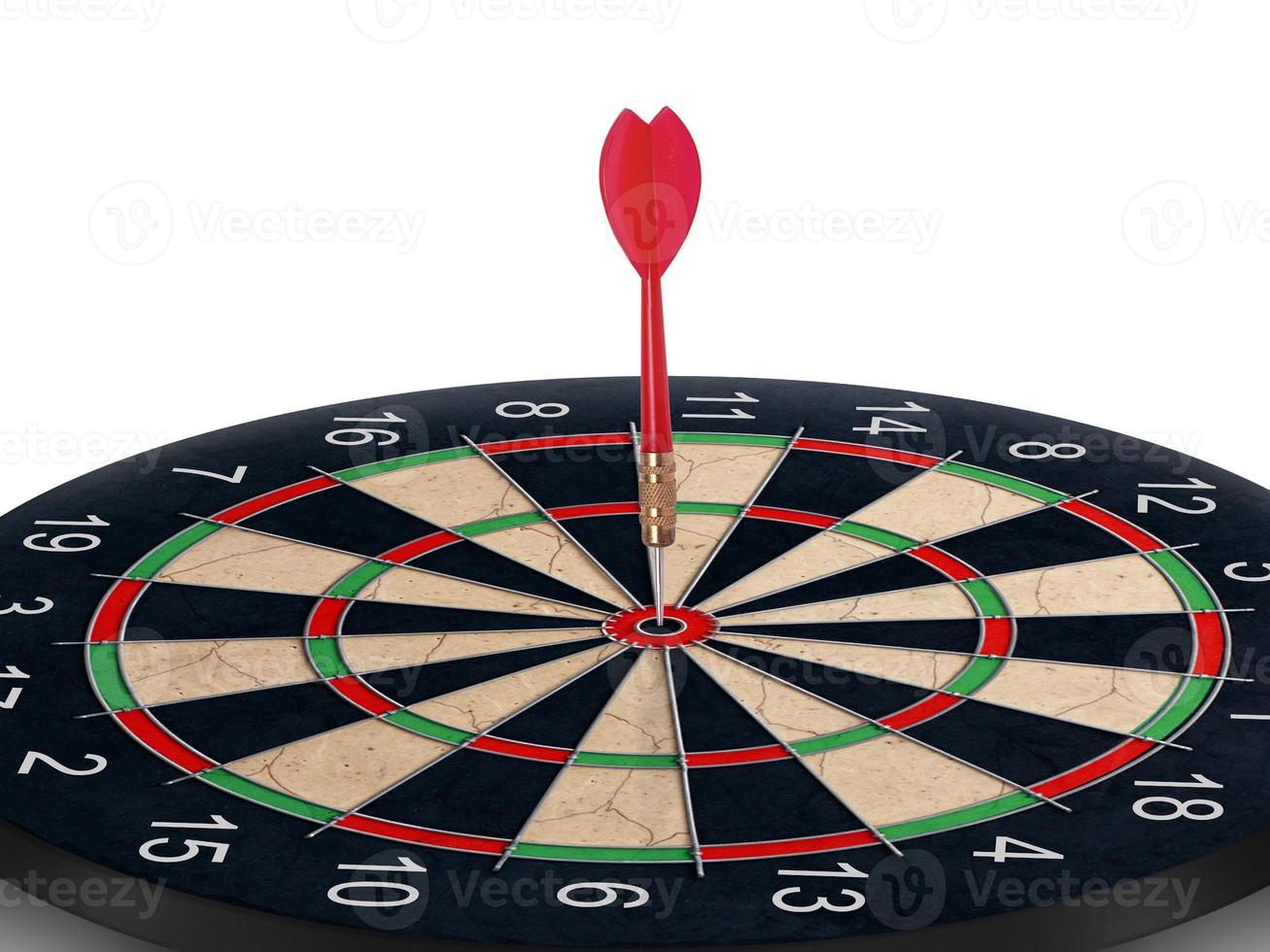 Colorful darts hitting a target, isolated on white photo