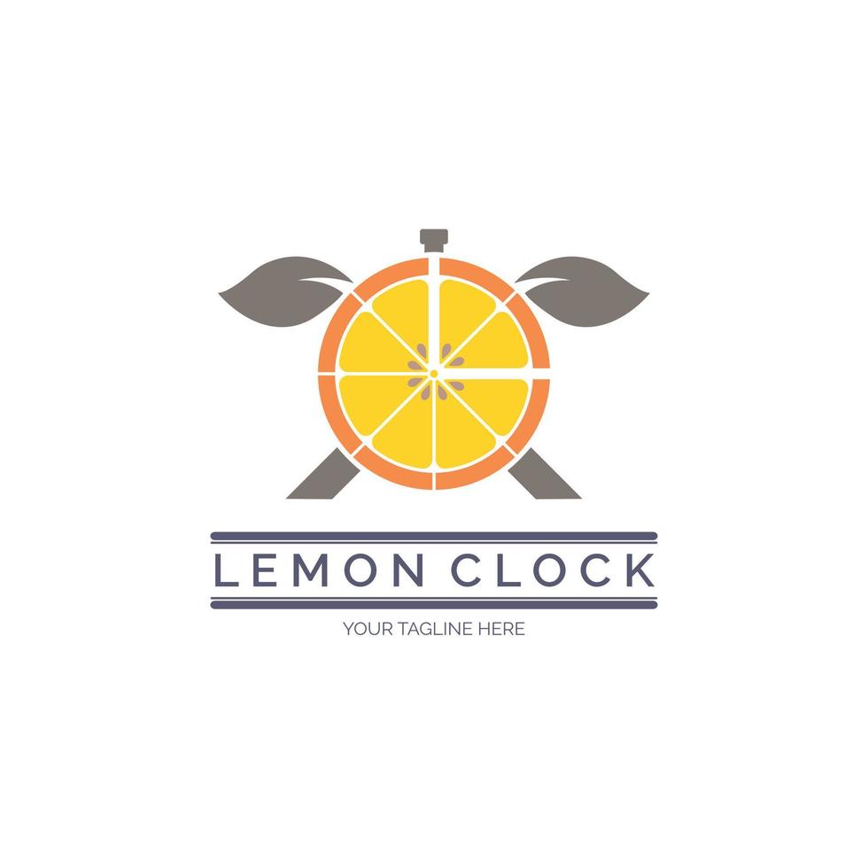 diseño de plantilla de logotipo de reloj de fruta de limón para marca o empresa y otros vector
