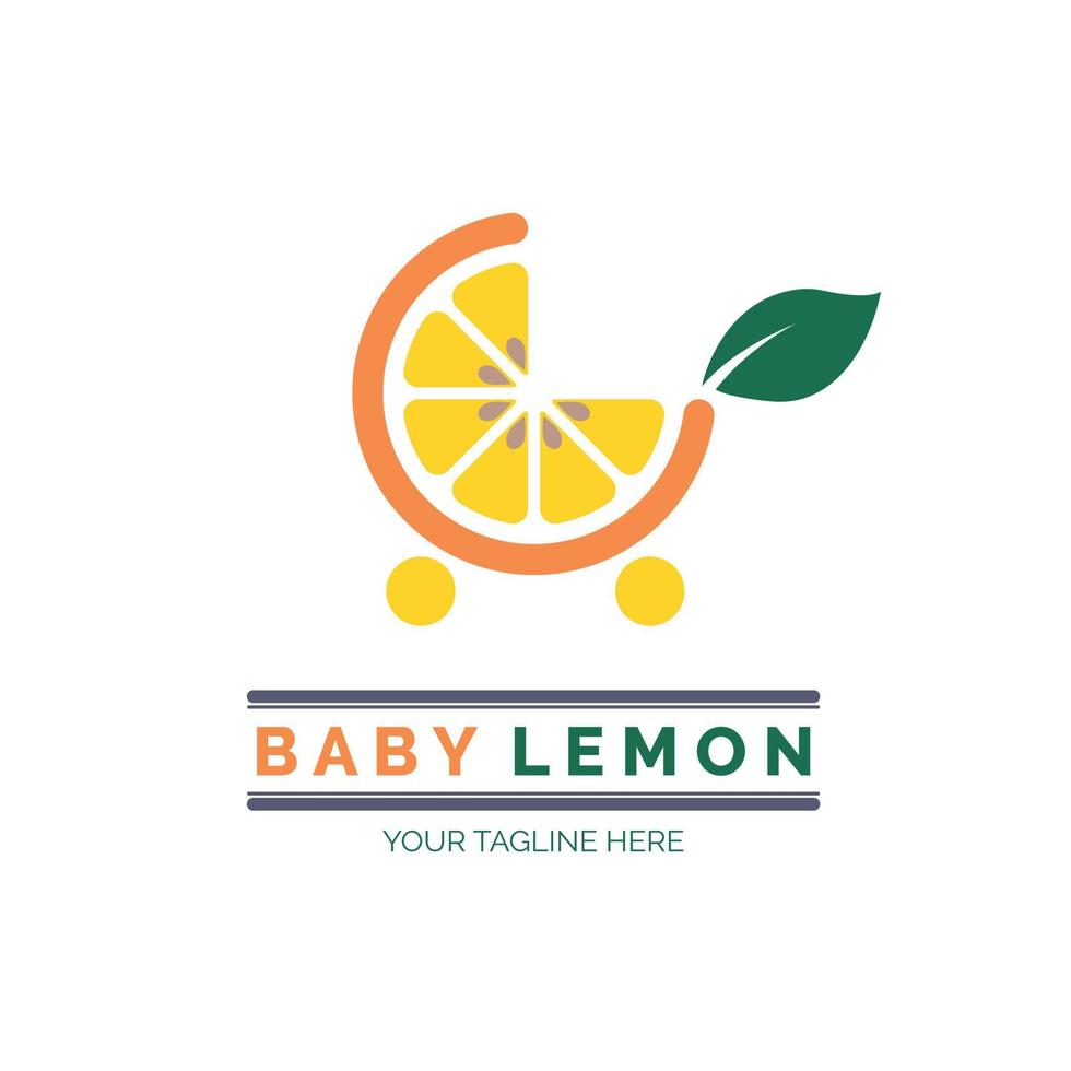 diseño de plantilla de logotipo de cochecito de bebé de limón para marca o empresa y otros vector