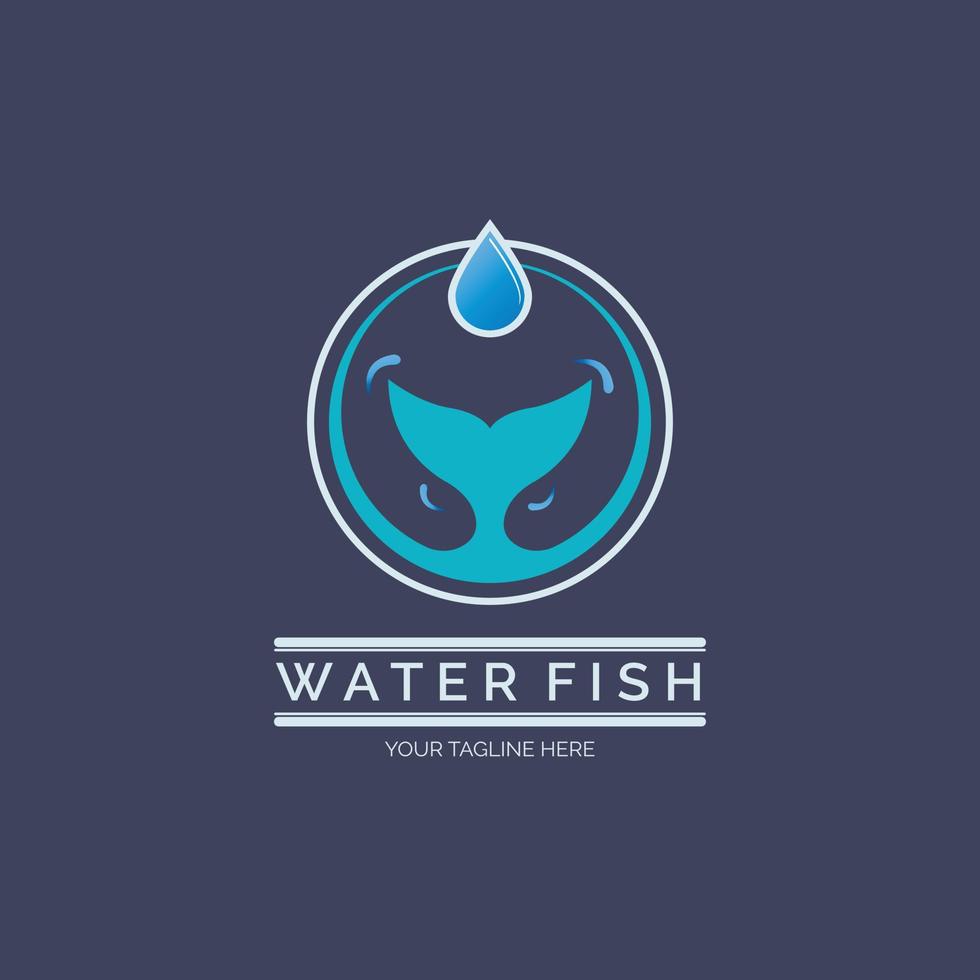 water fish tail logo template design for brand or company and other vector