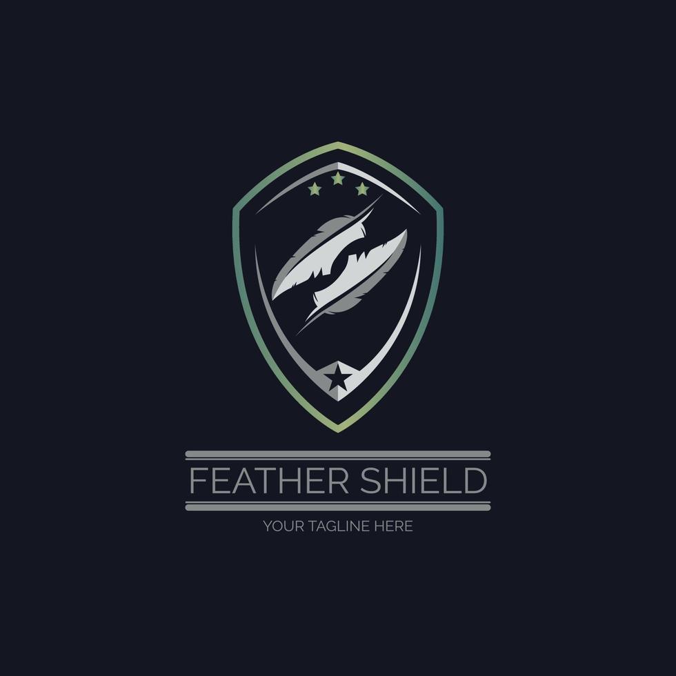 feather shield secure logo template design for brand or company and other vector