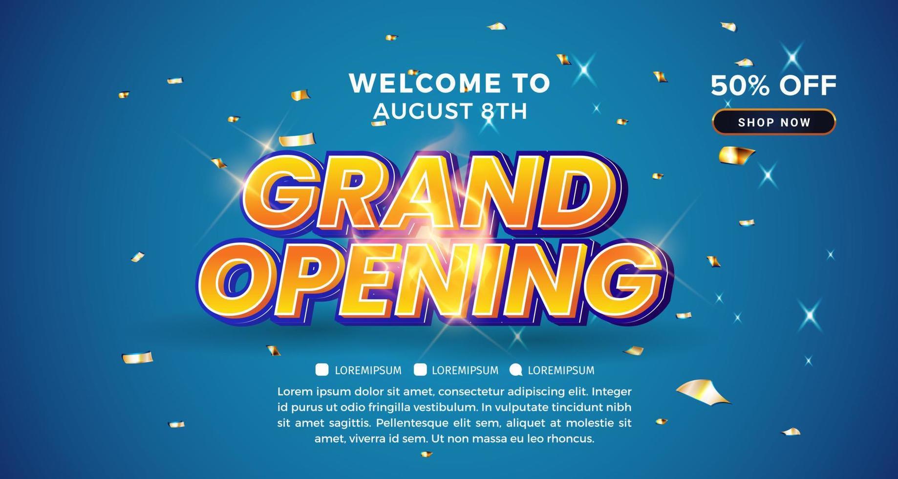 Poster design. Grand opening shop, colorful display illustration vector