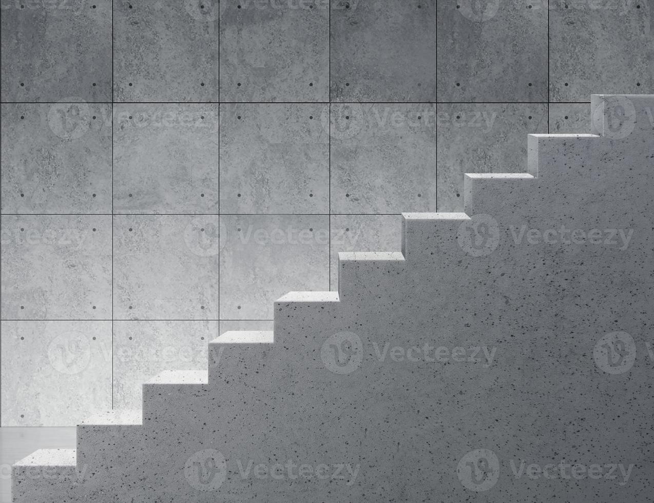 Concrete Staircase in residential house building - side view. and architecture interior space room studio background circle display products minimalistic. 3d rendering photo