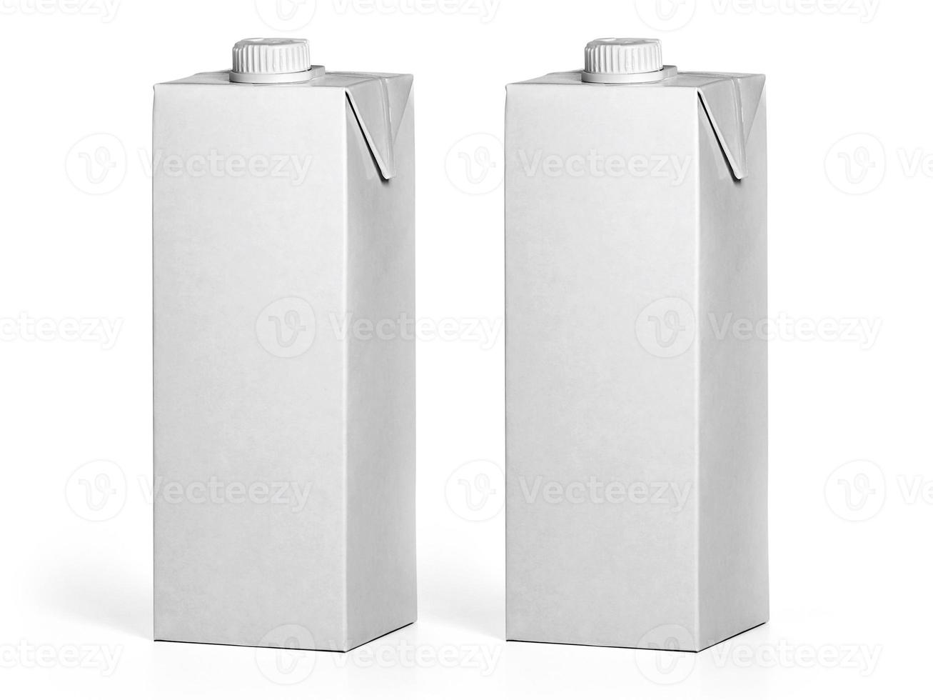 Milk and juice carton packages isolated on white background photo