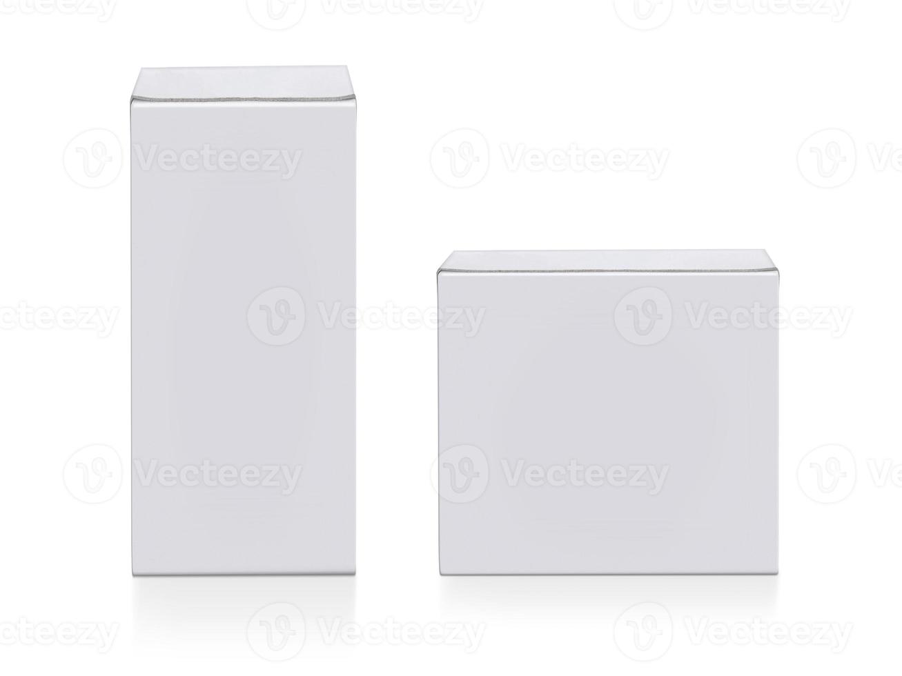 blank packaging white cardboard box isolated on white background ready for packaging design photo