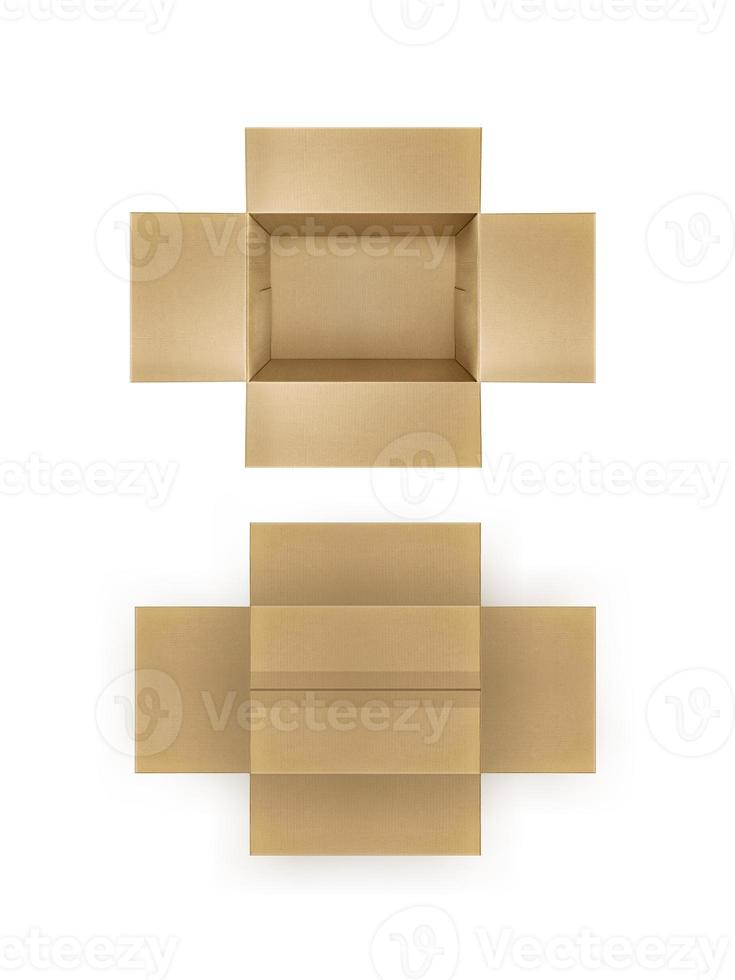 blank packaging boxes - open mockup, isolated on white background photo