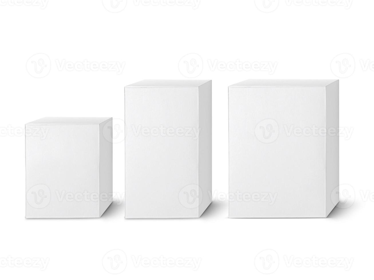 blank packaging white cardboard box isolated on white background ready for packaging design photo