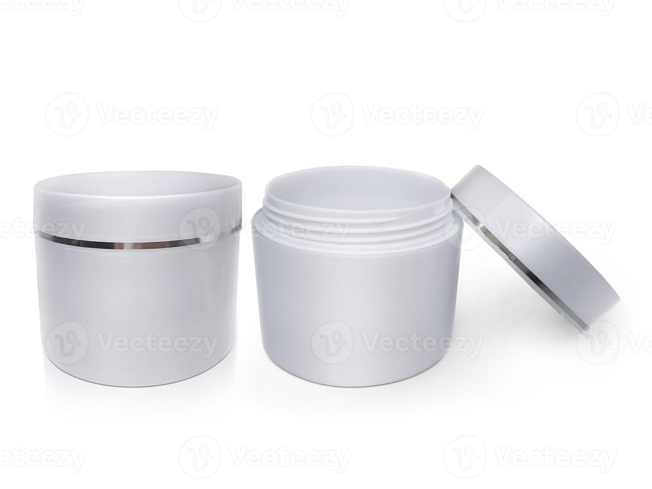 white jar of hand cream or gel with a silver stripe for your design photo