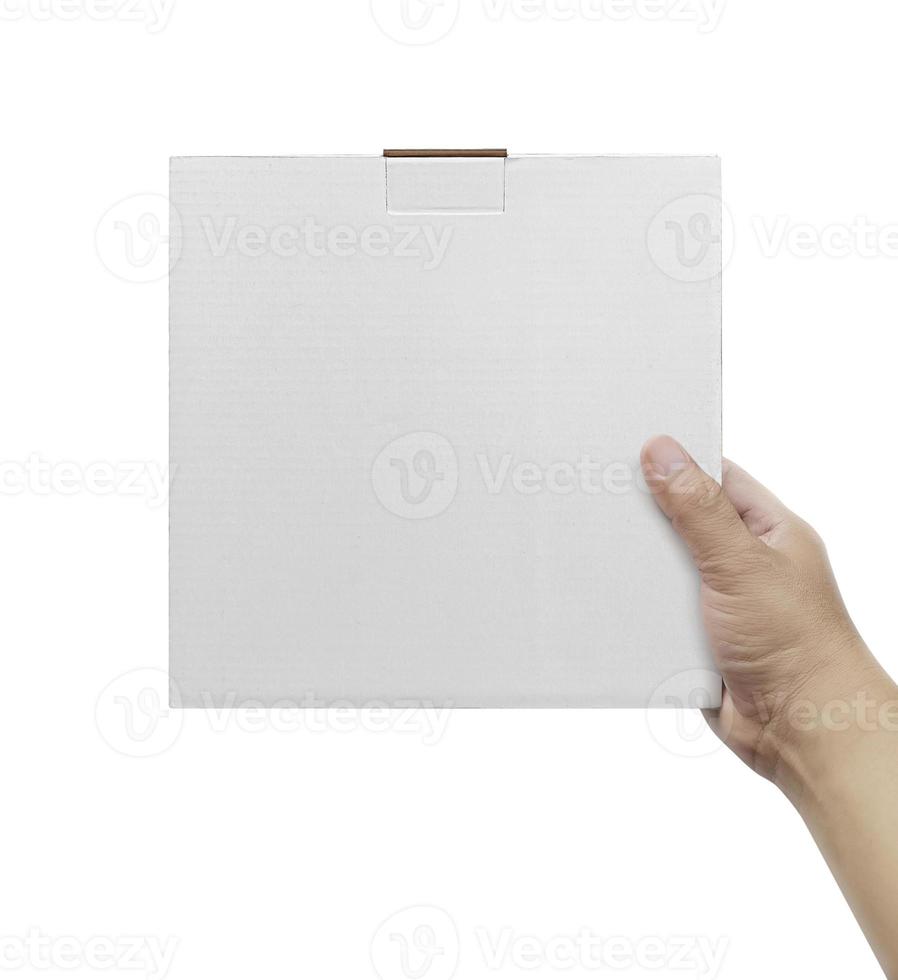 Box in hand on white background isolation photo
