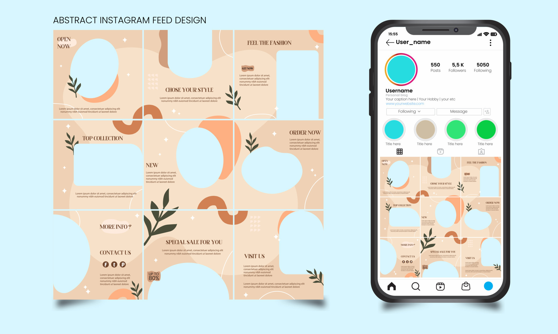 Pastel abstract instagram feed or post template with smartphone 8360668 Pastel abstract instagram feed or post template with smartphone 8360668
