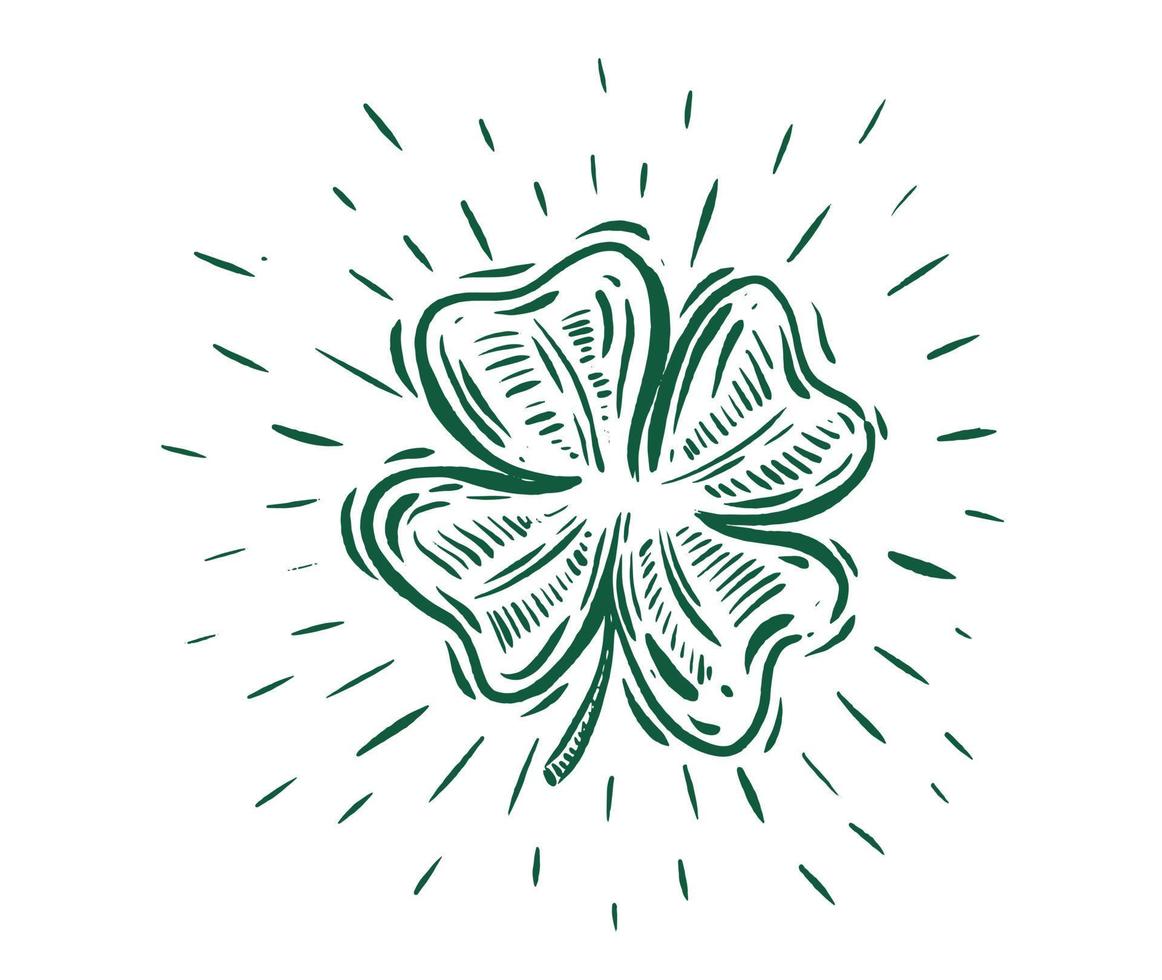 Patrick day. Clover, hand drawn illustration vector