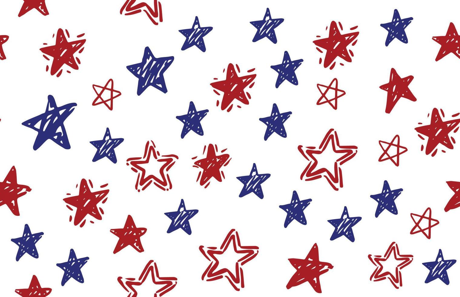 Presidents day, Independence Day USA, Hand drawn illustration. Stars grunge. vector