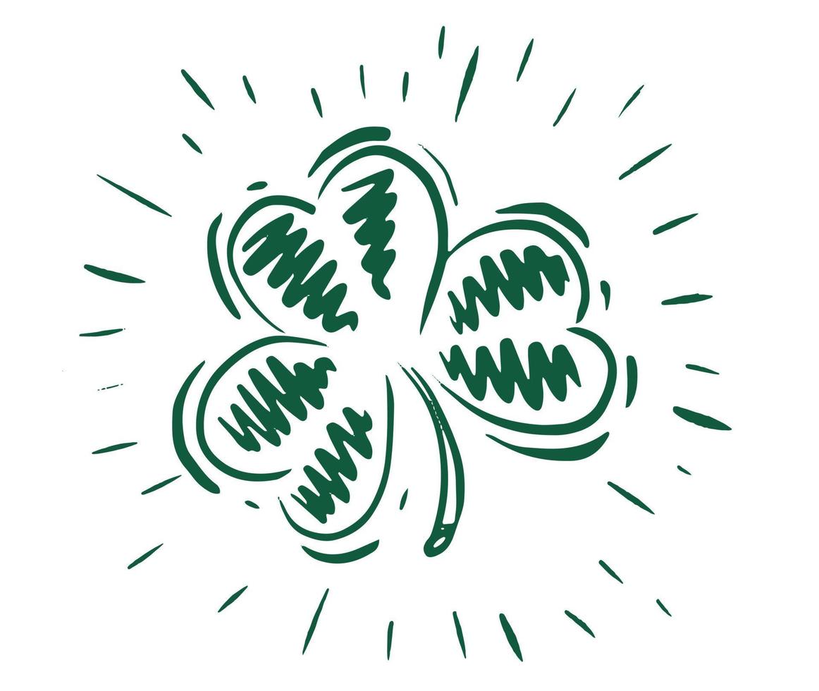 Patrick day. Clover, hand drawn illustration vector