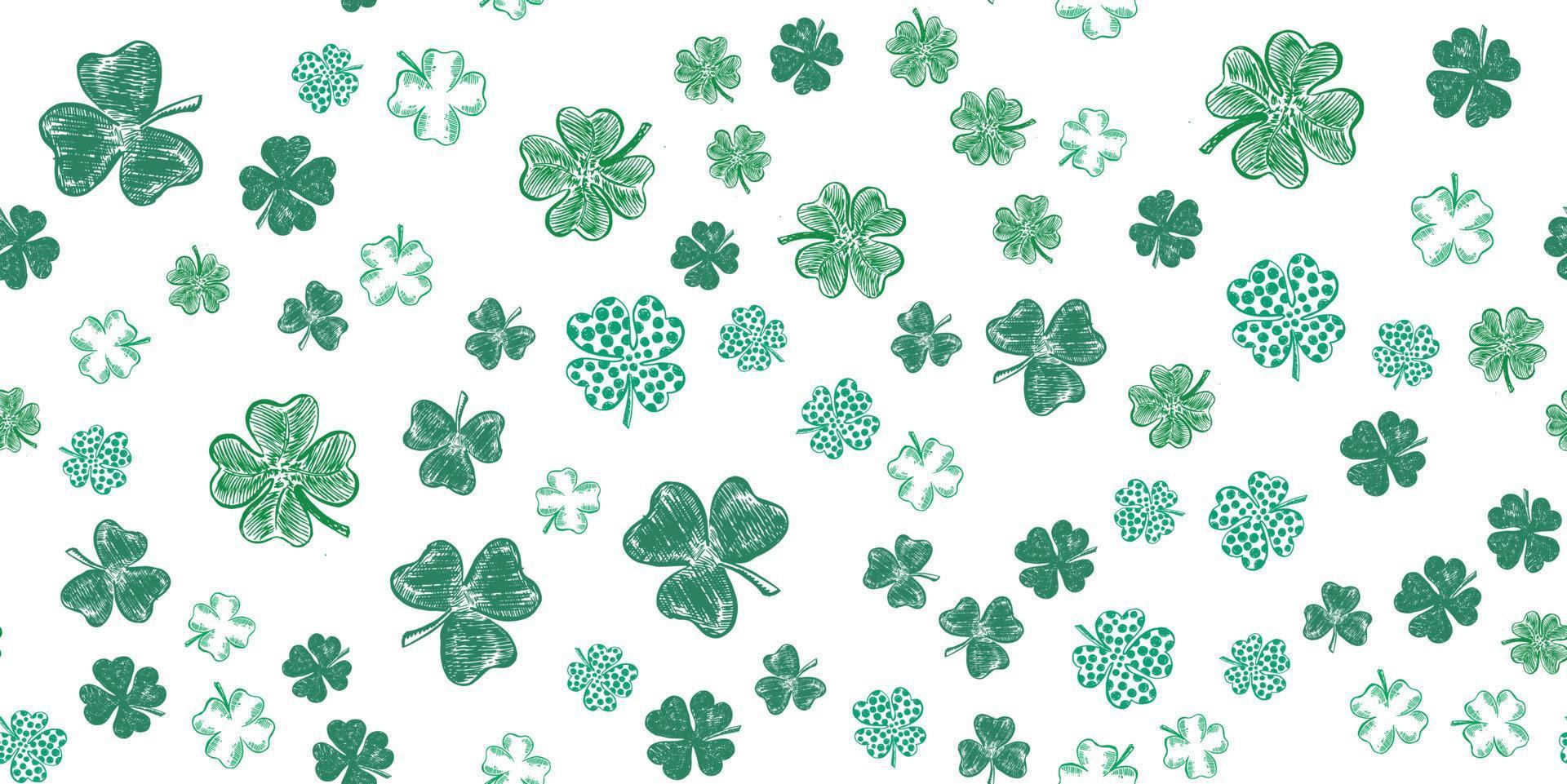 Clover set. Patrick day, Hand drawn illustration. vector