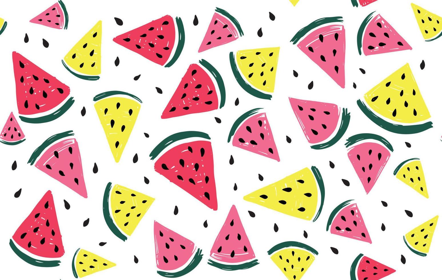 Watermelon slice hand drawn illustration. vector