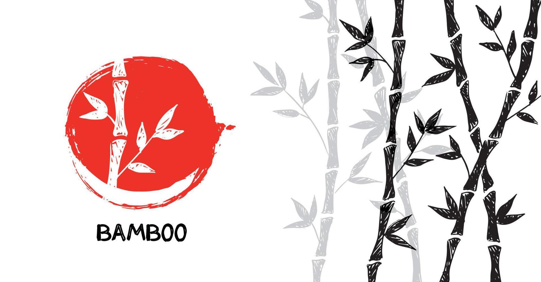 Bamboo tree. Hand drawn style. Vector illustrations.