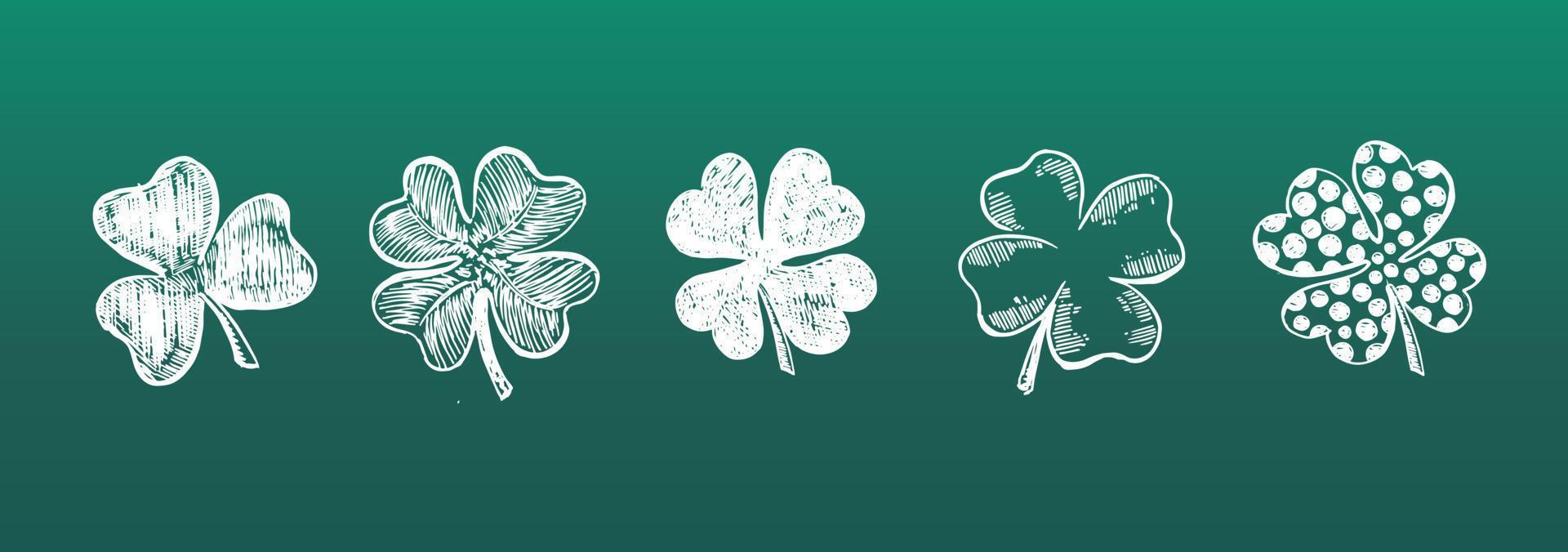 Clover set. Patrick day, Hand drawn illustration. vector