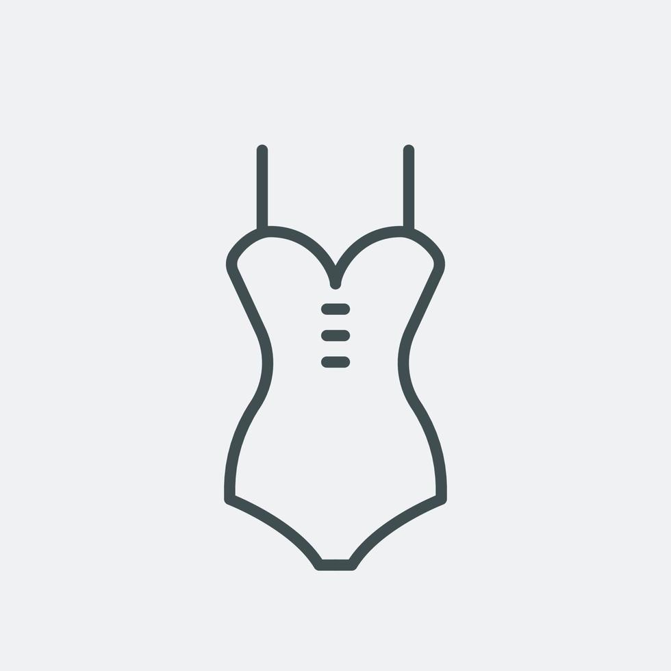Swimming suit line icon. Cloth for summer and beach. One piece Swimwear. Vector graphics