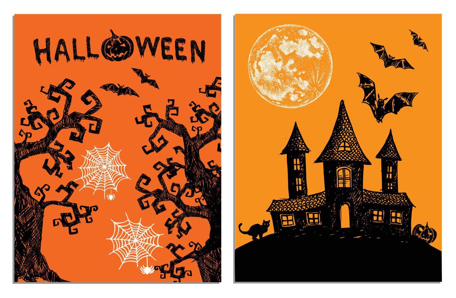 símbolos de halloween ilustraciones dibujadas a mano. vector