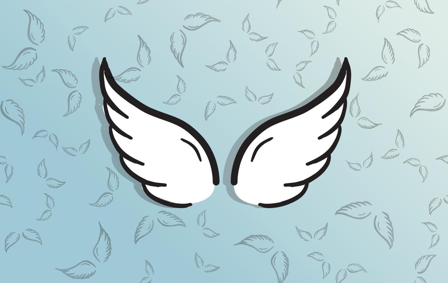 Angel wings vector hand drawn illustration