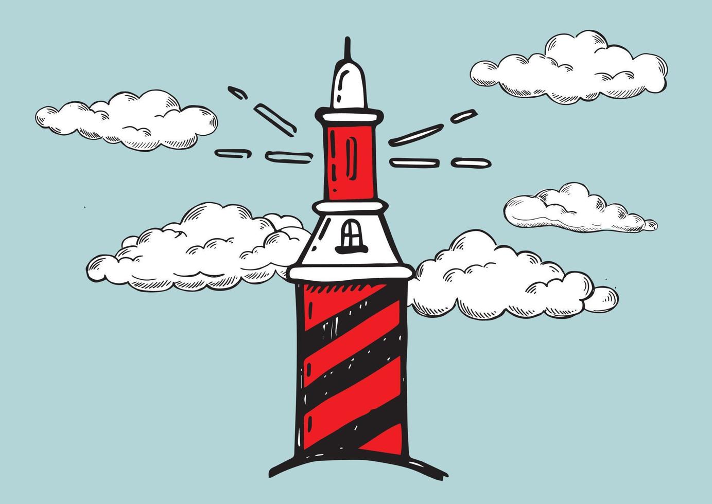 Lighthouse vector illustration hand drawn style.