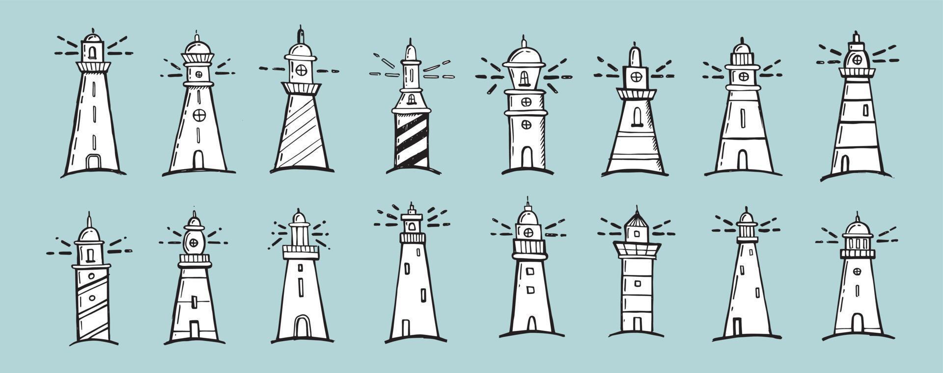 Lighthouse vector illustration hand drawn style.