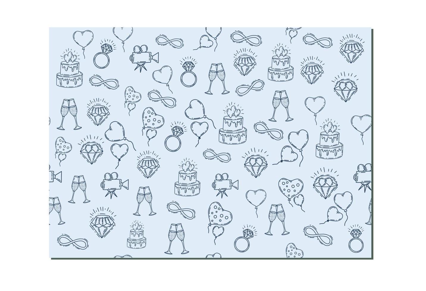 Set of vector wedding icons on a white background.