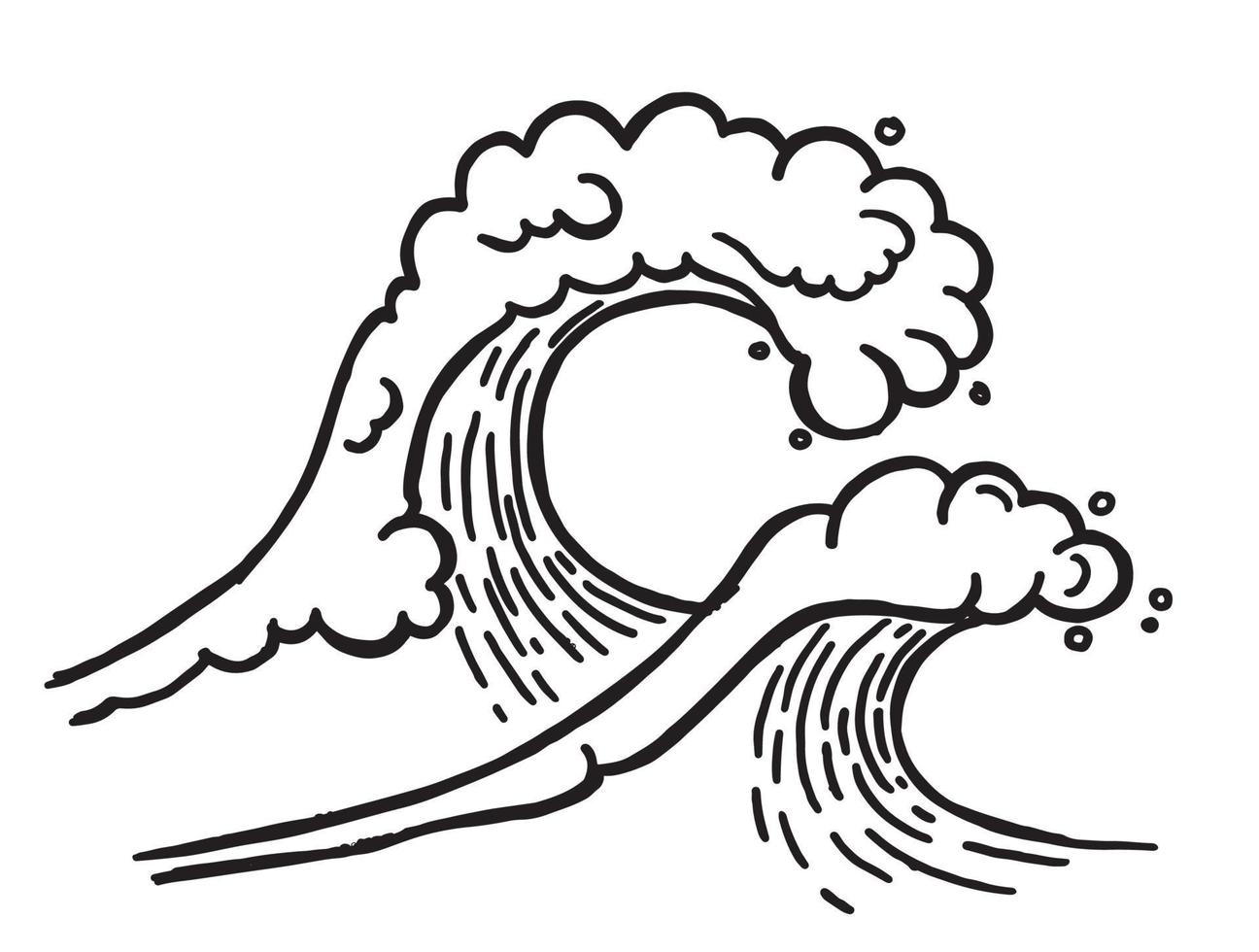 Wave of water storm hand drawn illustration. Vector. vector