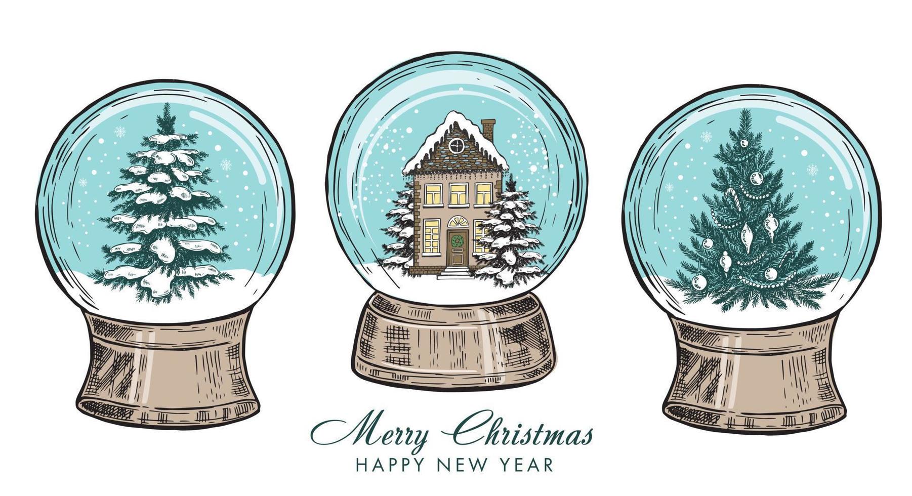 Snow globe hand drawn illustration, vector. vector