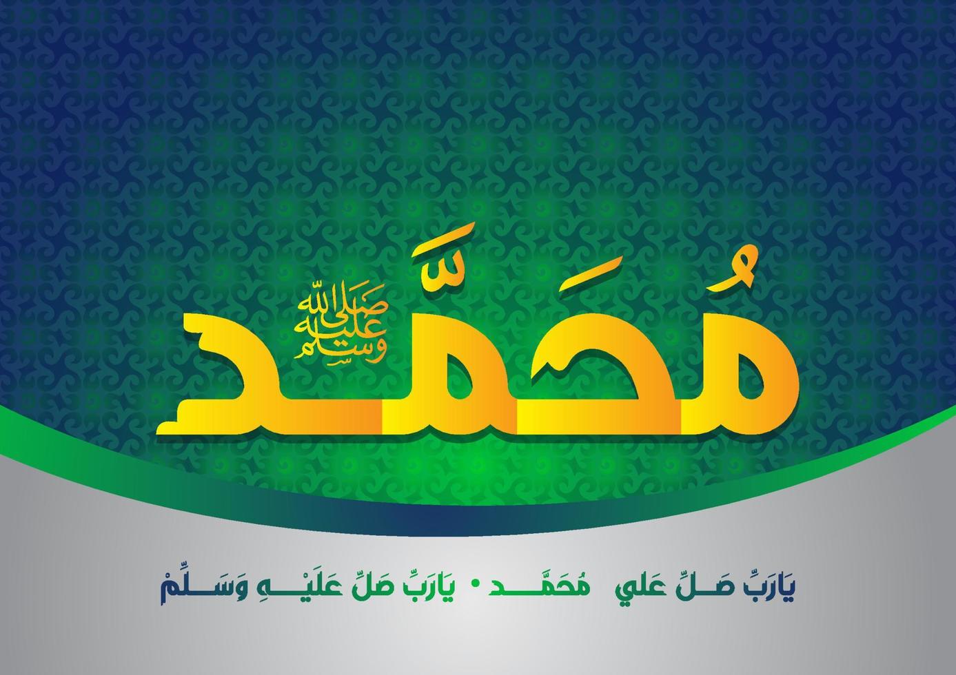 Arabic and islamic calligraphy of the prophet Muhammad peace be upon him traditional and modern islamic art can be used for many topics like Mawlid, El Nabawi . Translation the prophet Muhammad vector