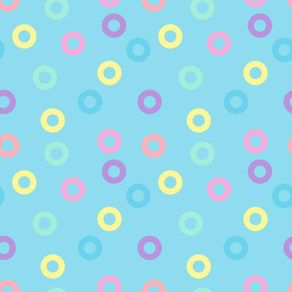 color pastel pequeño donut círculo patrón fondo transparente sobre fondo azul. vector