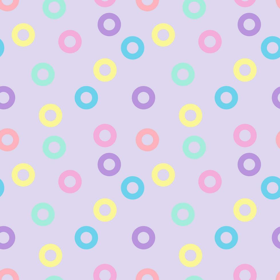 Pastel color pastel color small donut circle pattern seamless background on purple background vector