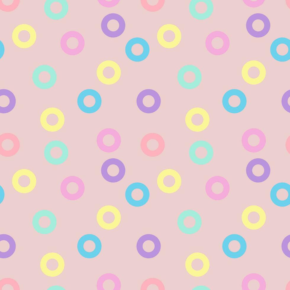 Pastel color small donut circle pattern seamless background on pink background vector