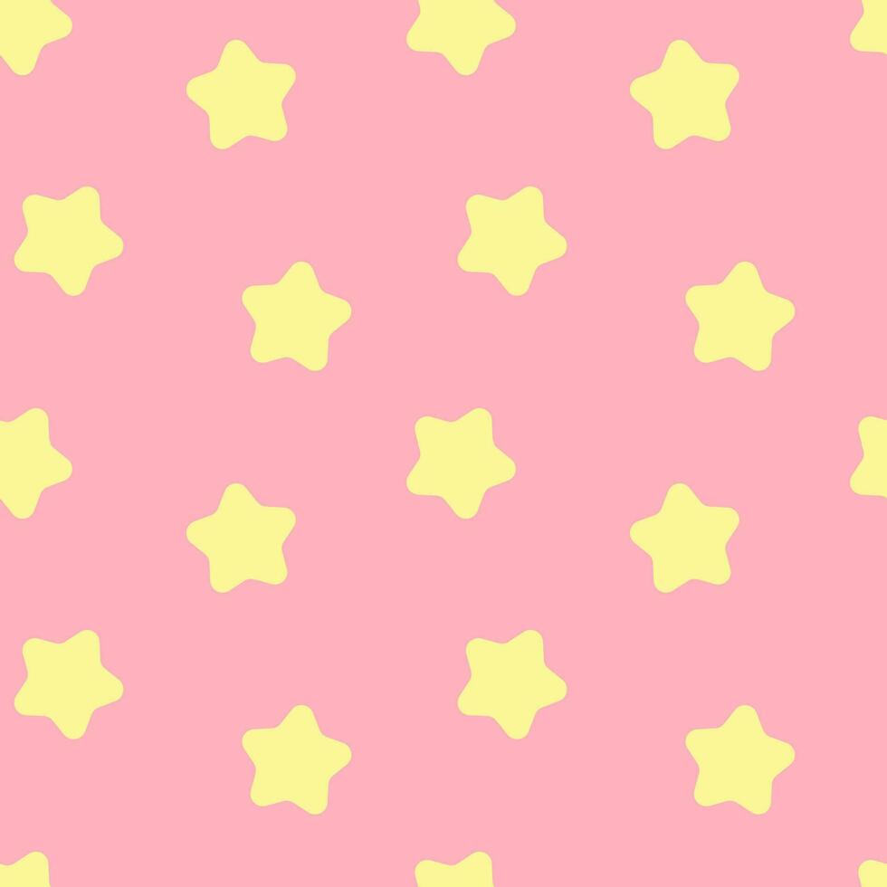 Seamless background with yellow stars pattern on pastel pink background. vector