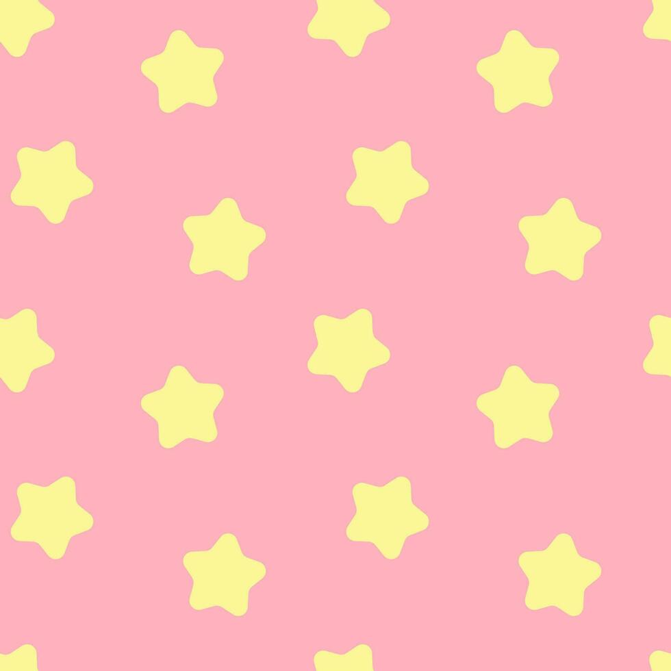 Seamless background with yellow stars pattern on pastel pink background. vector