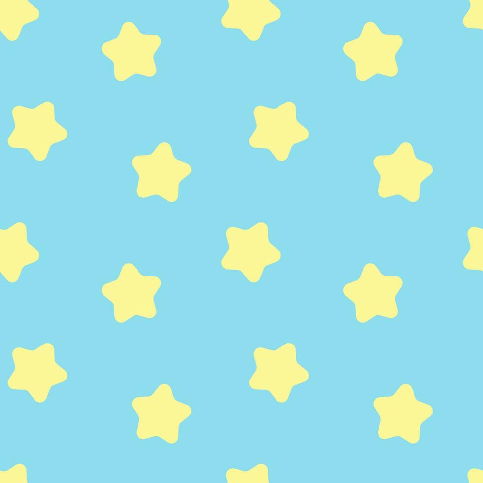 Seamless background with yellow stars pattern on a pastel tone blue background. vector