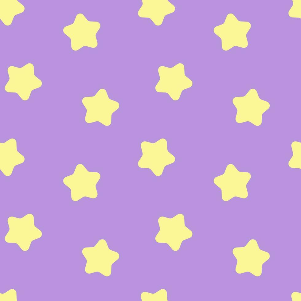 Seamless background with yellow stars pattern on pastel purple background. vector