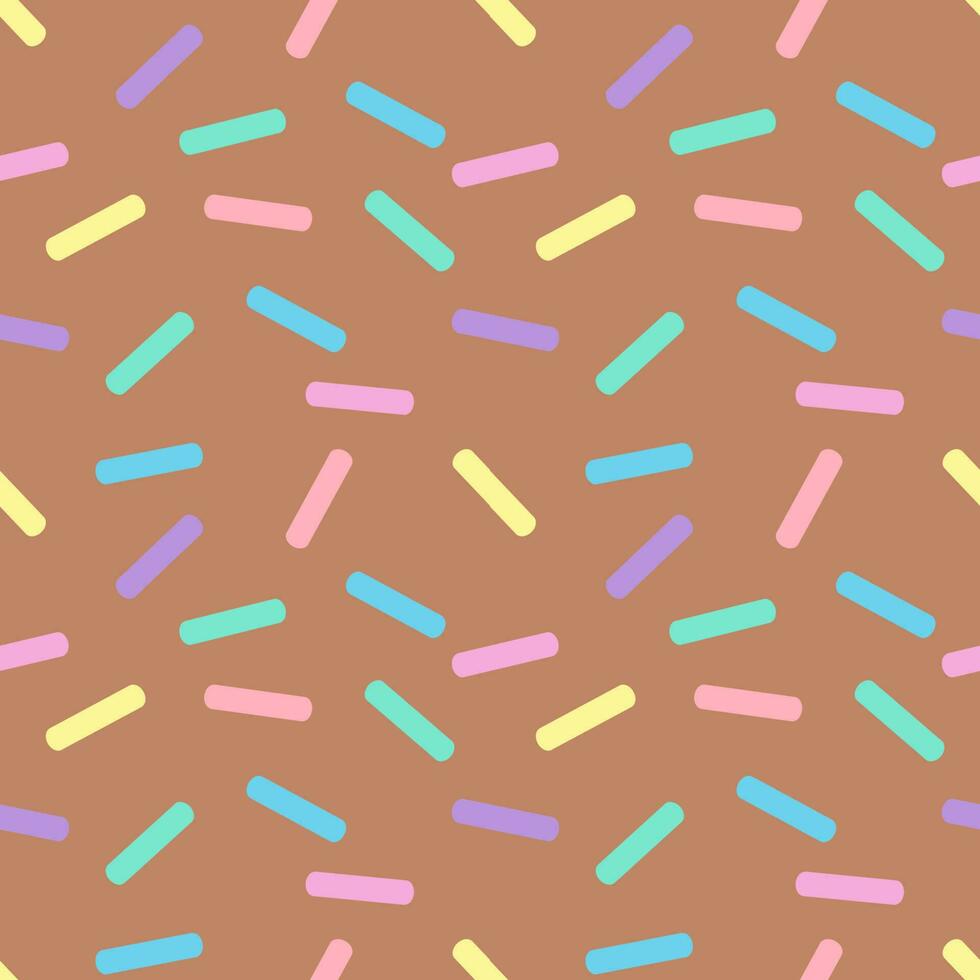 Seamless background with stripes of toppings sprinkled on a pastel brown background. vector