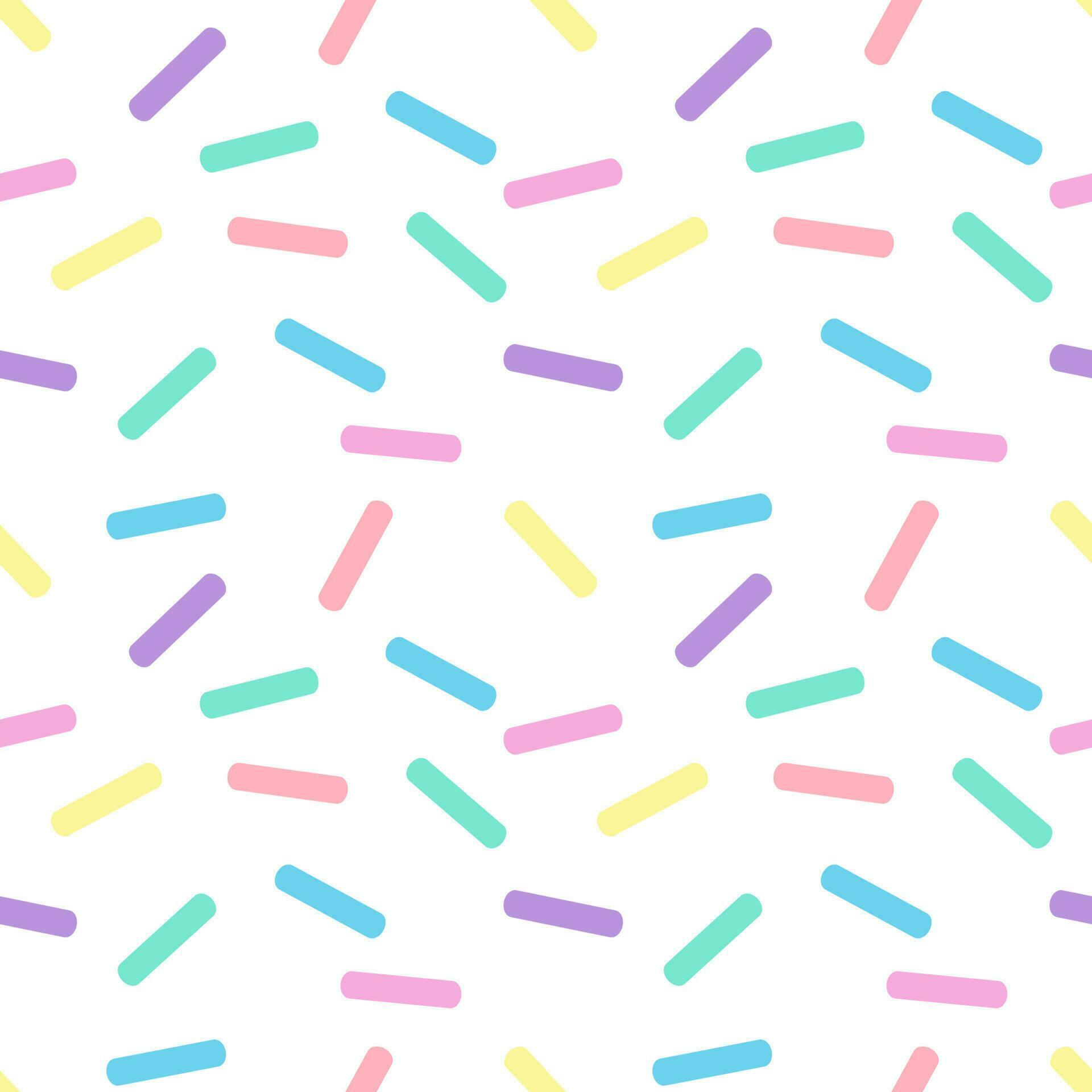Seamless background with pastel colored toppings sprinkled on white