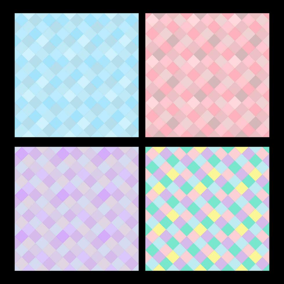 paquete fondo patrones sin fisuras plazas tonos pastel vector