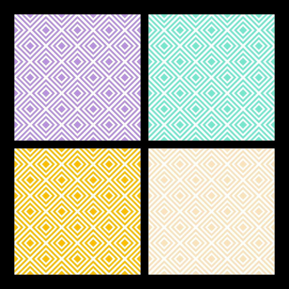 Seamless background bundle with pastel tones overlapping squares pattern. vector