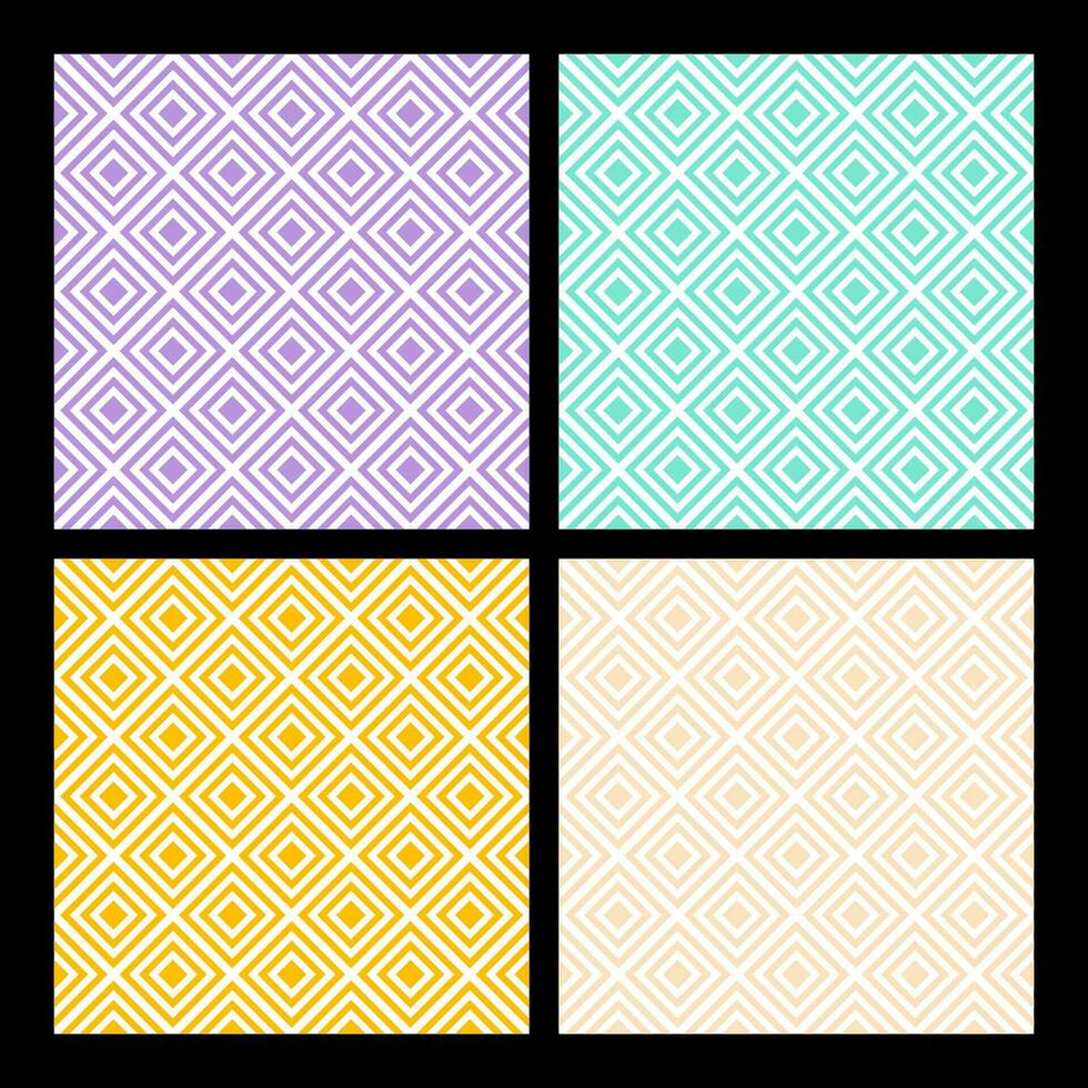 Seamless background bundle with pastel tones overlapping squares pattern. vector