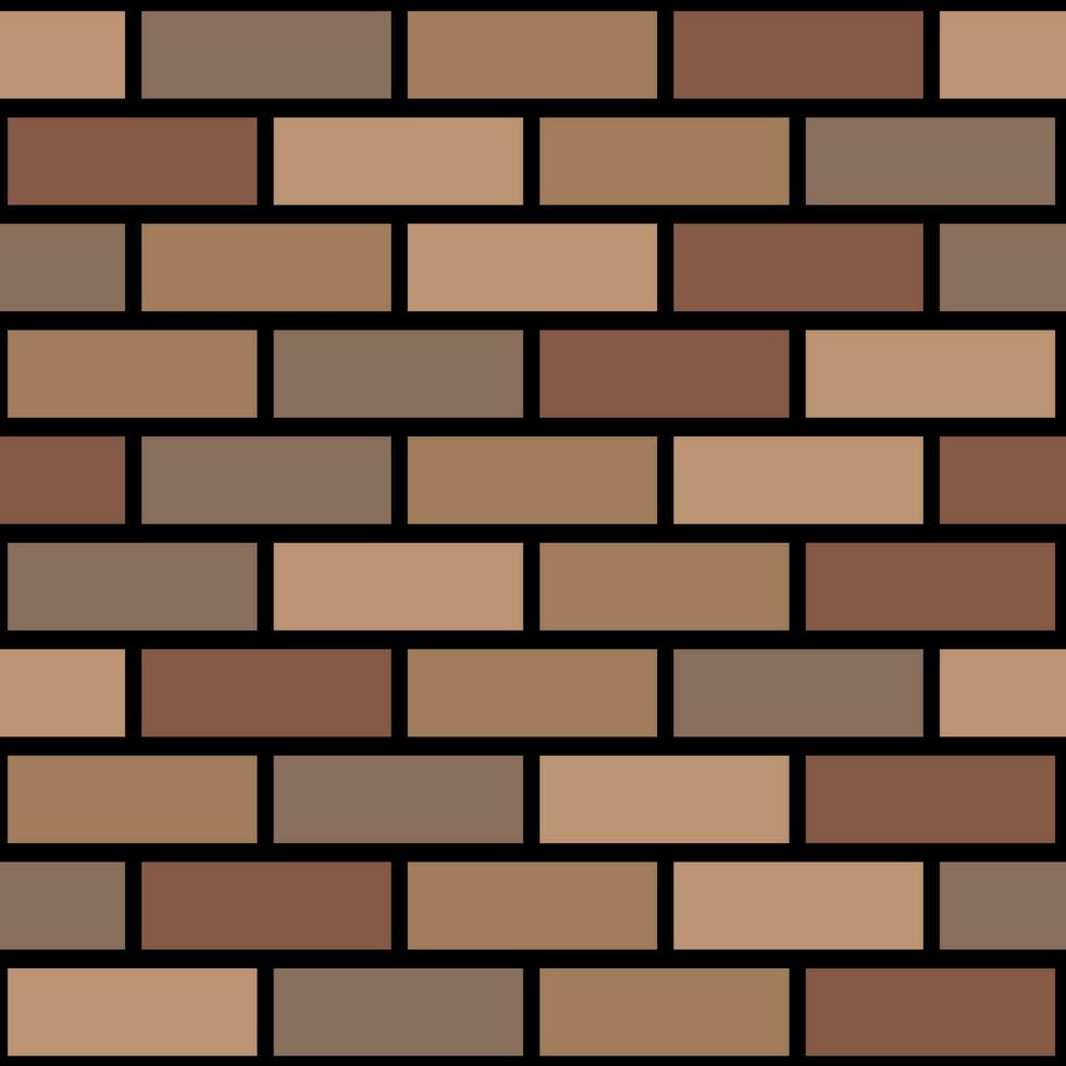 bundled seamless background with brick wall pattern in dark brown tones vector