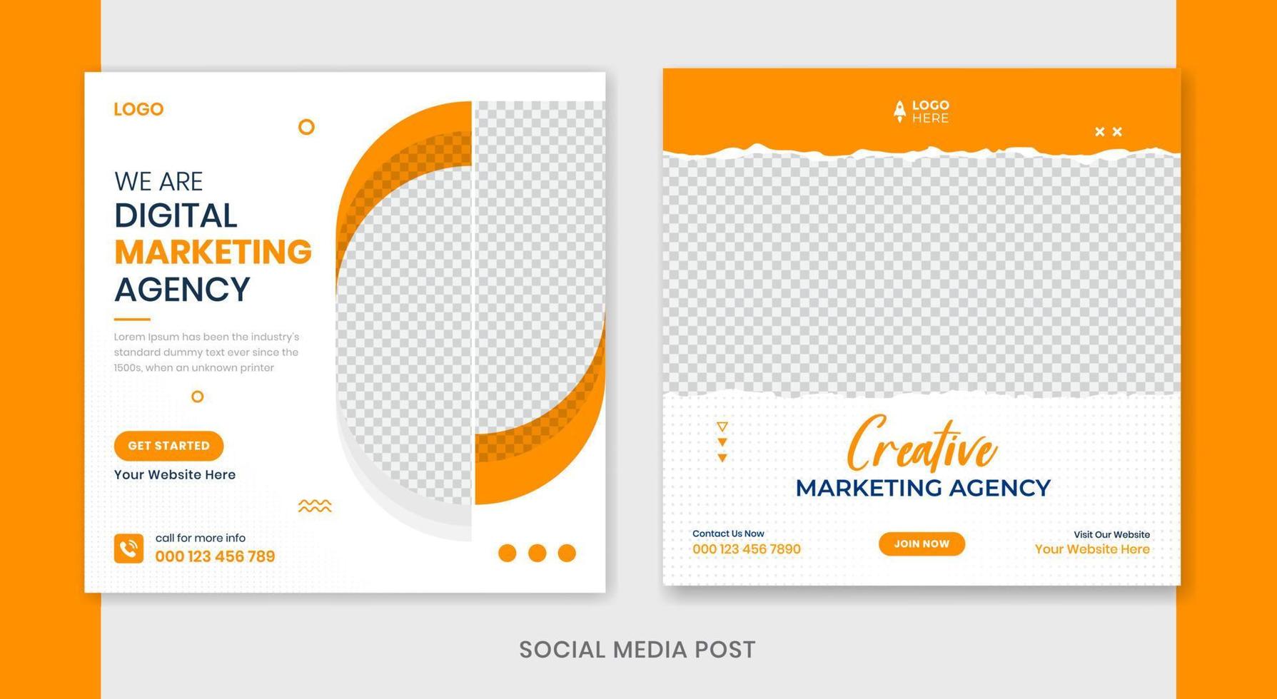 Professional corporate social media post design, business post template, Square corporate banner with brush effect vector