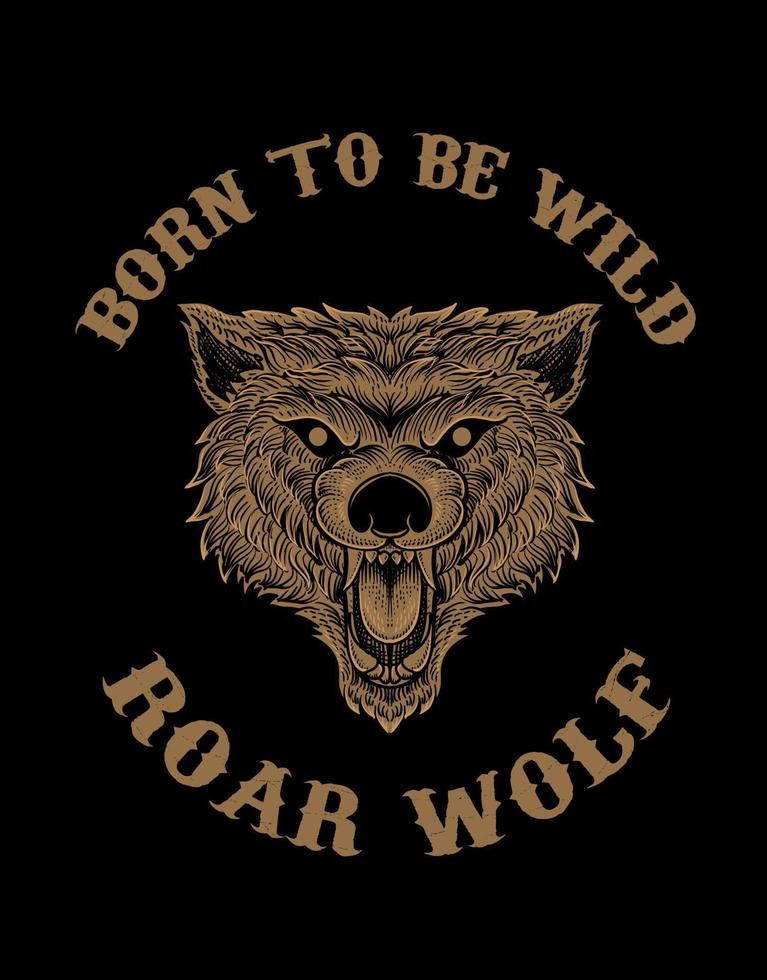 Illustration roaring wolf vector