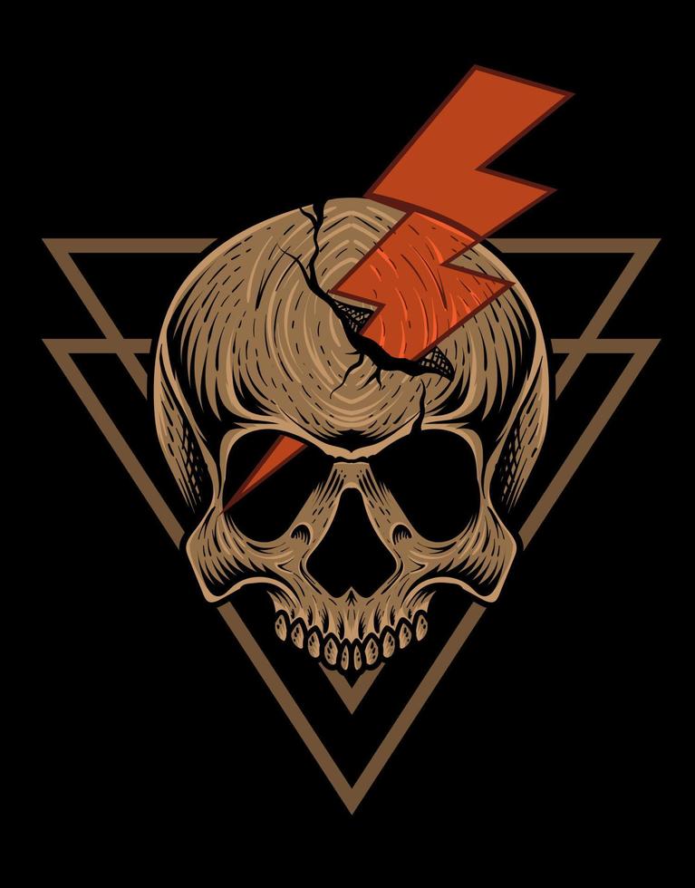 illustration baddas lightning skull head - Perfect for T-shirt, Poster, Hoodie vector