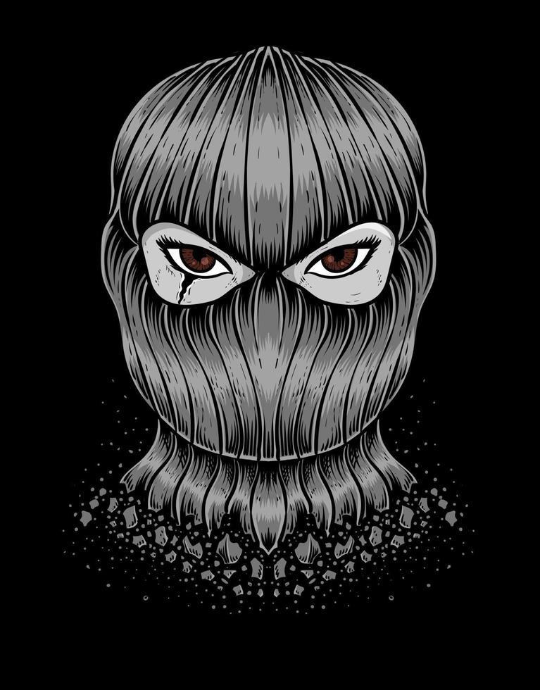 Illustration mask thief on black background vector