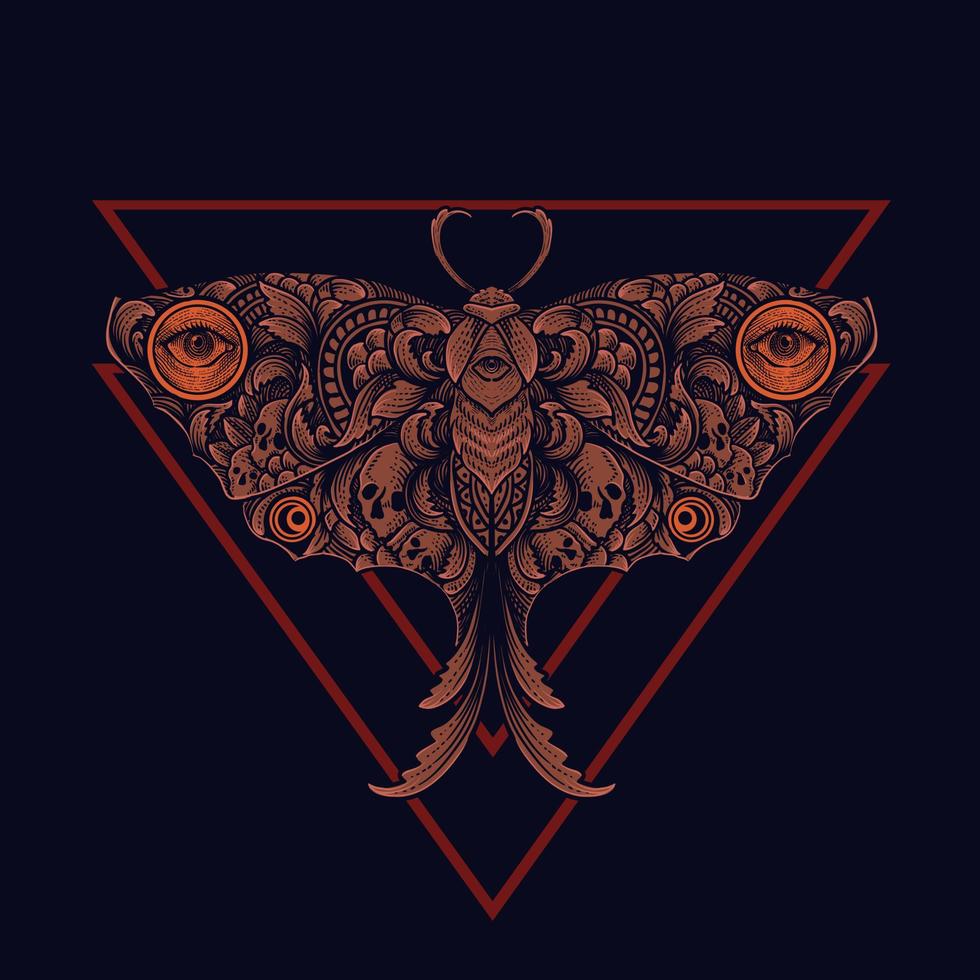 Illustration butterfly with antique ornament style vector