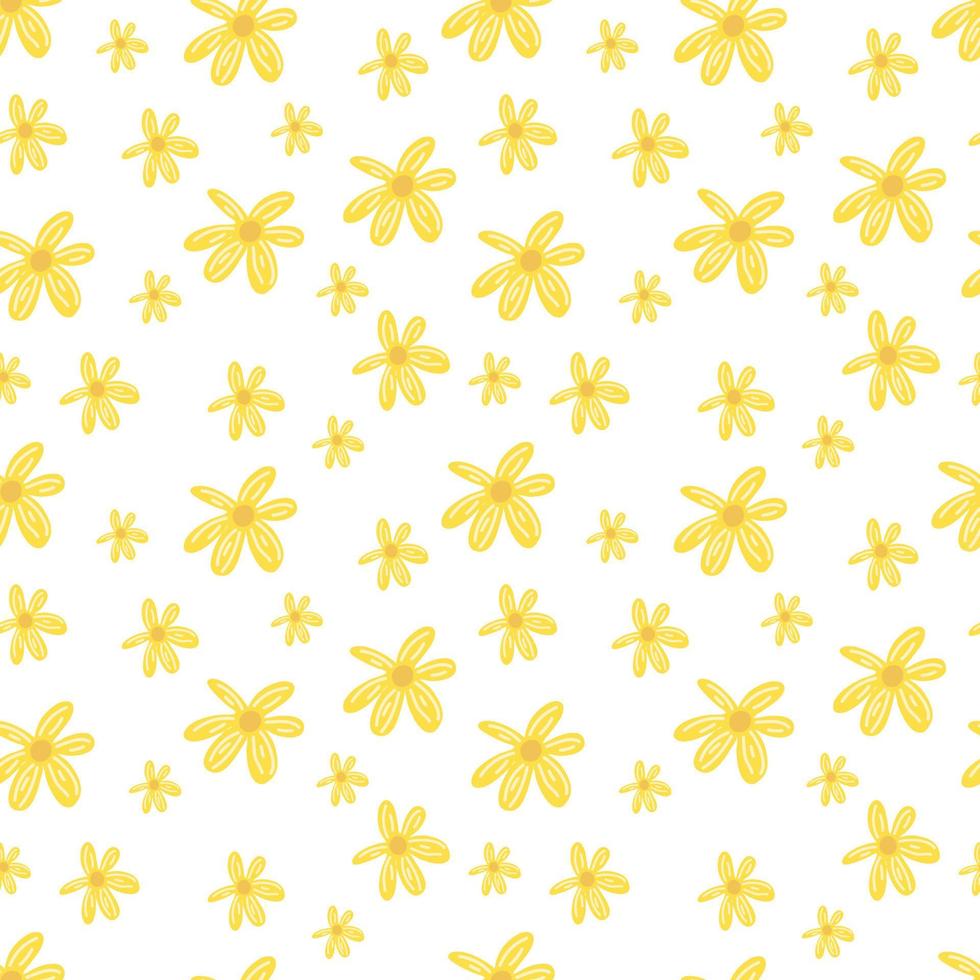 Simple yellow flowers, petals seamless, repeatable pattern, summer