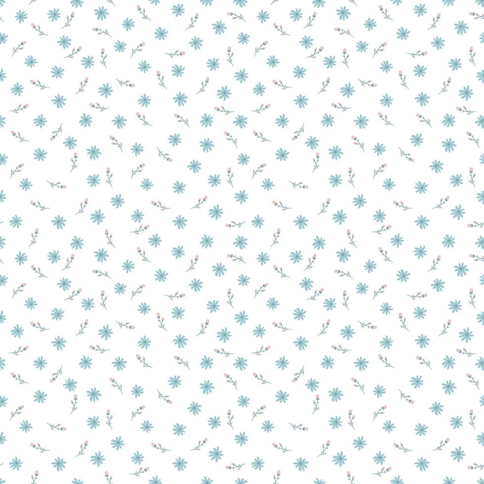 Floral seamless pattern. Pretty tiny flowers. Printing with small blue flowers. Ditsy print. Cute spring background. elegant template for fashionable printers vector